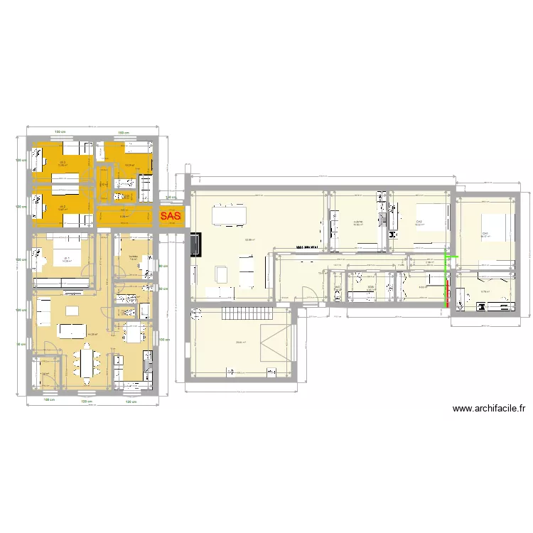 projet finalis&eacute; double maison. Plan de 