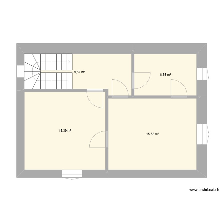 etage 1. Plan de 4 pièces et 47 m2