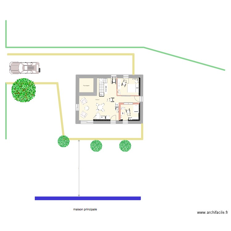 Fournil RDC V1.8. Plan de 1 pièce et 70 m2