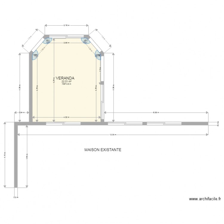 VUE EN PLAN VERANDA MACONNEE. Plan de 0 pièce et 0 m2