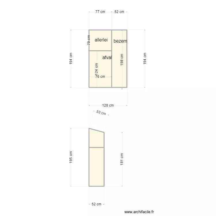 bezem kast en afval. Plan de 