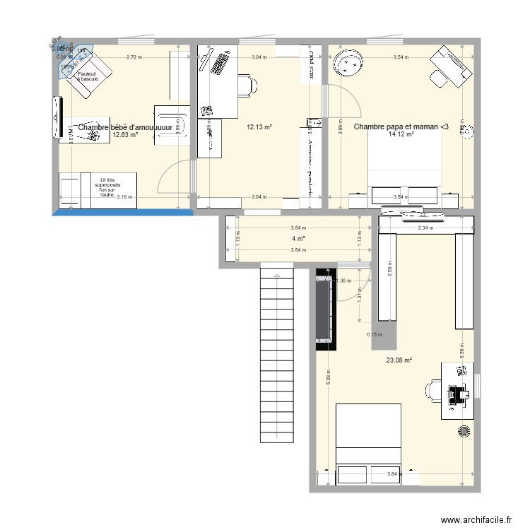 emménagement étage Montastruc version3 velux central2. Plan de 0 pièce et 0 m2