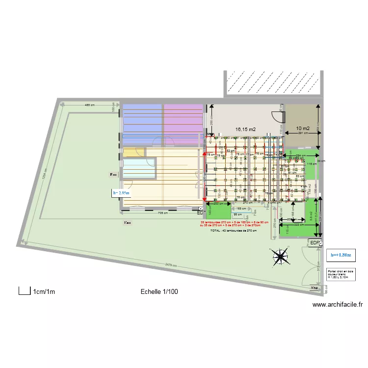  lambourdes de platelage muralieres. Plan de 