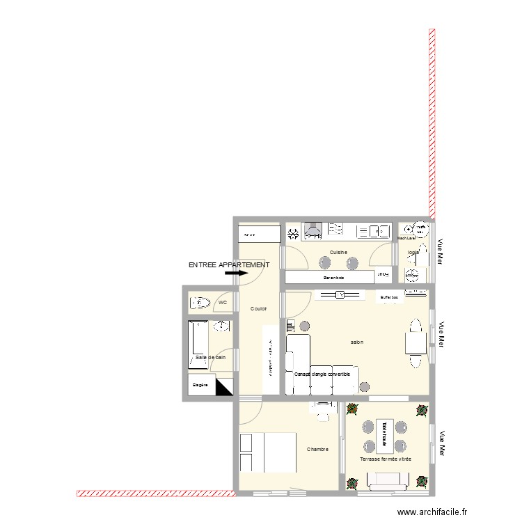 APPARTEMENT FRONT DE MER. Plan de 0 pièce et 0 m2