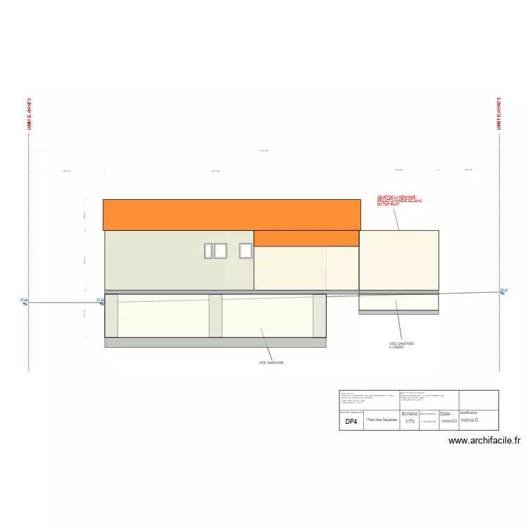 PLAN DES FACADES - NORD - PROJET EXTENSION. Plan de 
