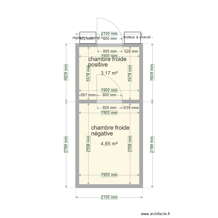 PLAN CHAMBRES FROIDES B&W STRASBOURG. Plan de 2 pièces et 8 m2