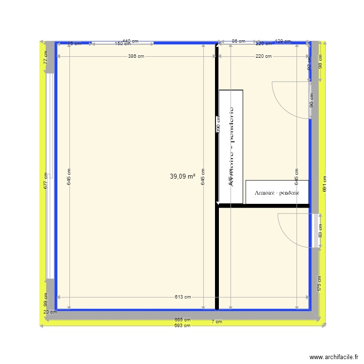 extension espinasse 02. Plan de 1 pièce et 39 m2