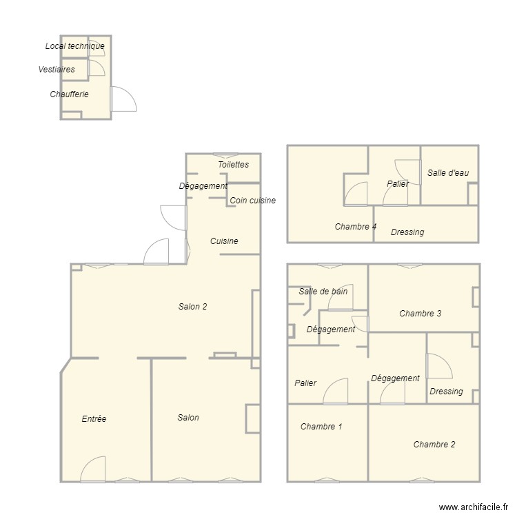 Croquis PINGLOT. Plan de 24 pièces et 88 m2