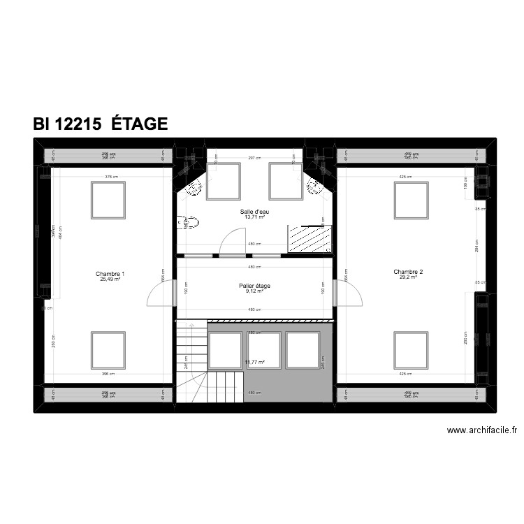 BI 12215. Plan de 22 pièces et 211 m2