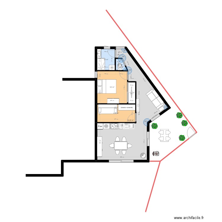 agrandissement pour maman. Plan de 6 pièces et 53 m2