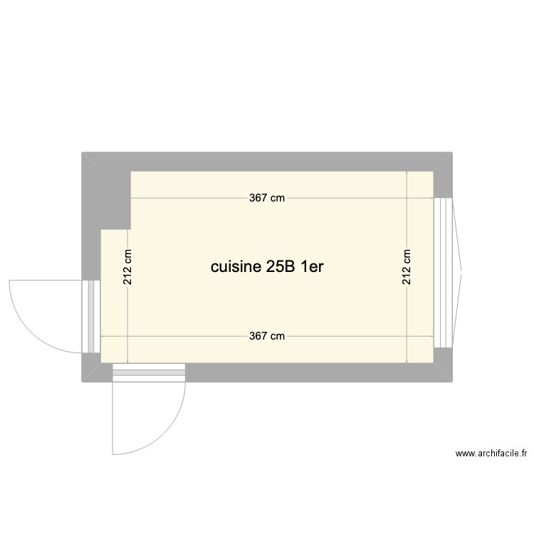 cuisine 25B 1ER. Plan de 1 pièce et 8 m2