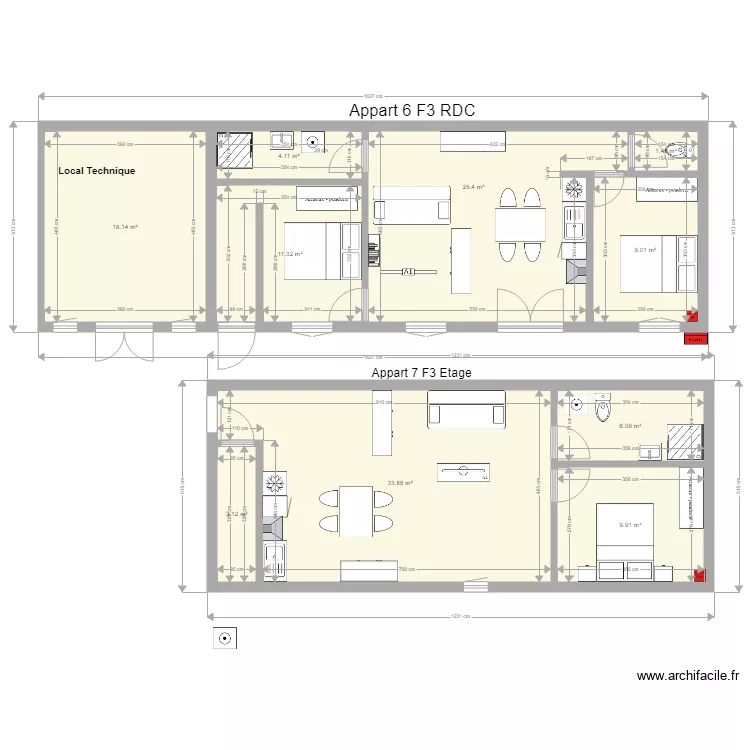 Le moulin 29 11 2019 Appart 6 F3 RDC et 7 F3 Etage. Plan de Le moulin 29 11 2019 Appart 6 F3 RDC et 7 F3 Etage. Plan de