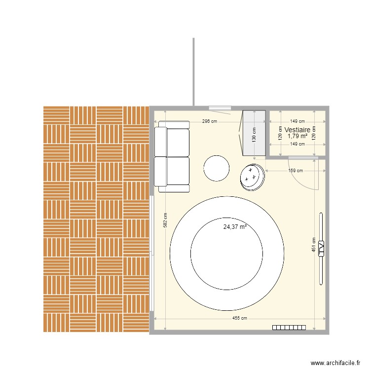 20 pieds double degreve. Plan de 2 pièces et 26 m2