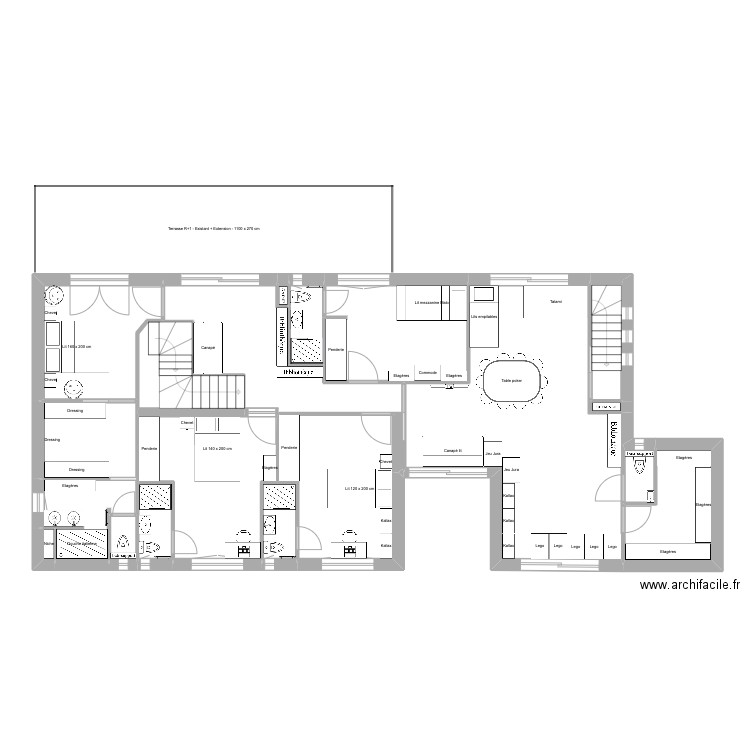 La Salle v14 APS. Plan de 33 pièces et 268 m2