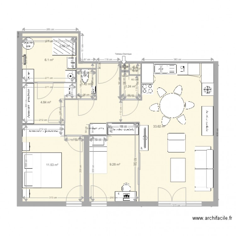 Appartement T3. Plan de 0 pièce et 0 m2
