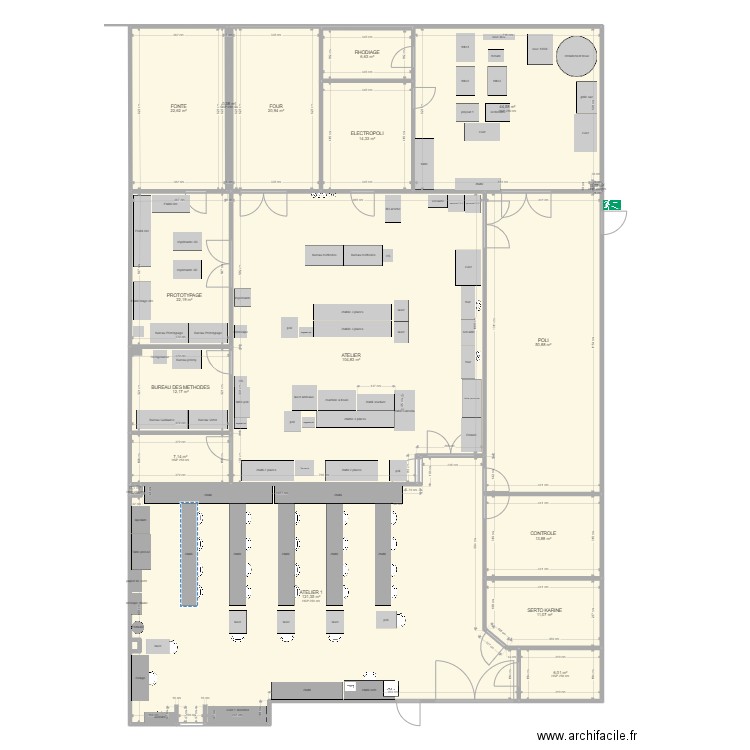 plan atelier 1 avant modif. Plan de 17 pièces et 459 m2