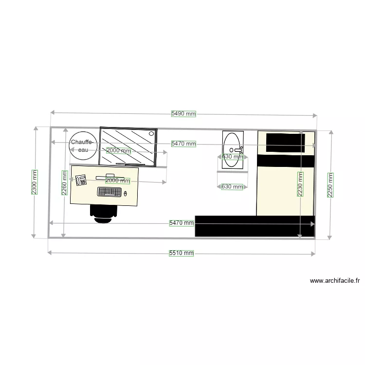 Eva chambre . Plan de 