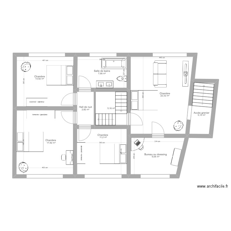 Wépion, Chaussée de Dinant 1112 (1er étage). Plan de 9 pièces et 95 m2