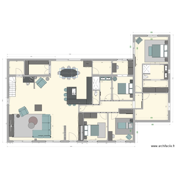 Plan 3. Plan de 16 pièces et 191 m2