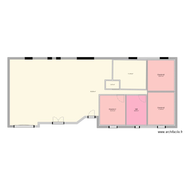 Projet 1. Plan de 7 pièces et 196 m2