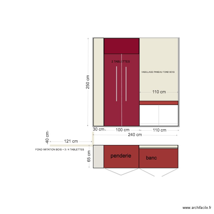 PROJET ARMOIRE . Plan de 0 pièce et 0 m2