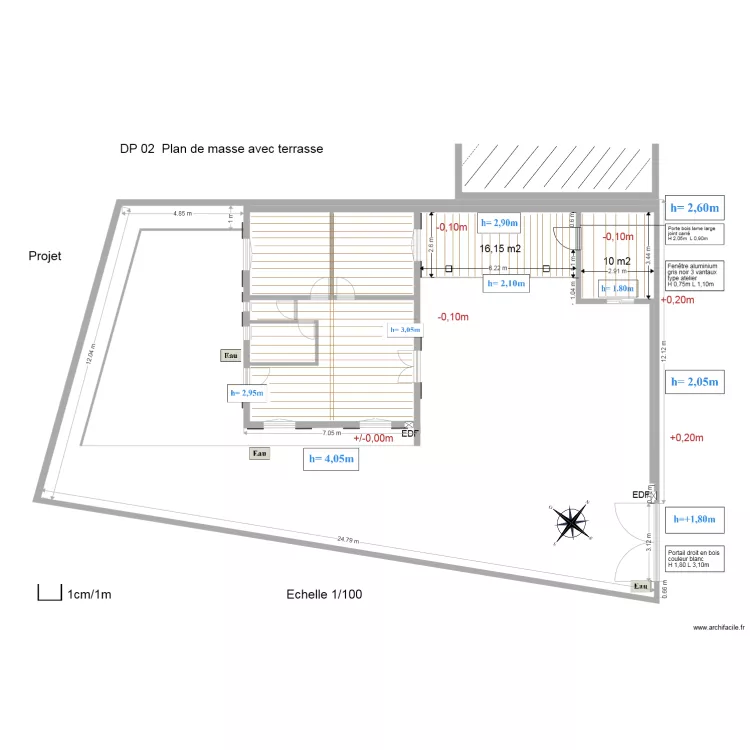 Projet avec terrasse macon. Plan de Projet avec terrasse macon. Plan de