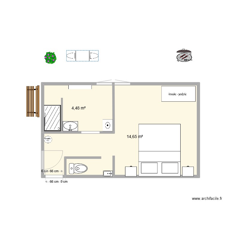 guilvinec. Plan de 2 pièces et 19 m2