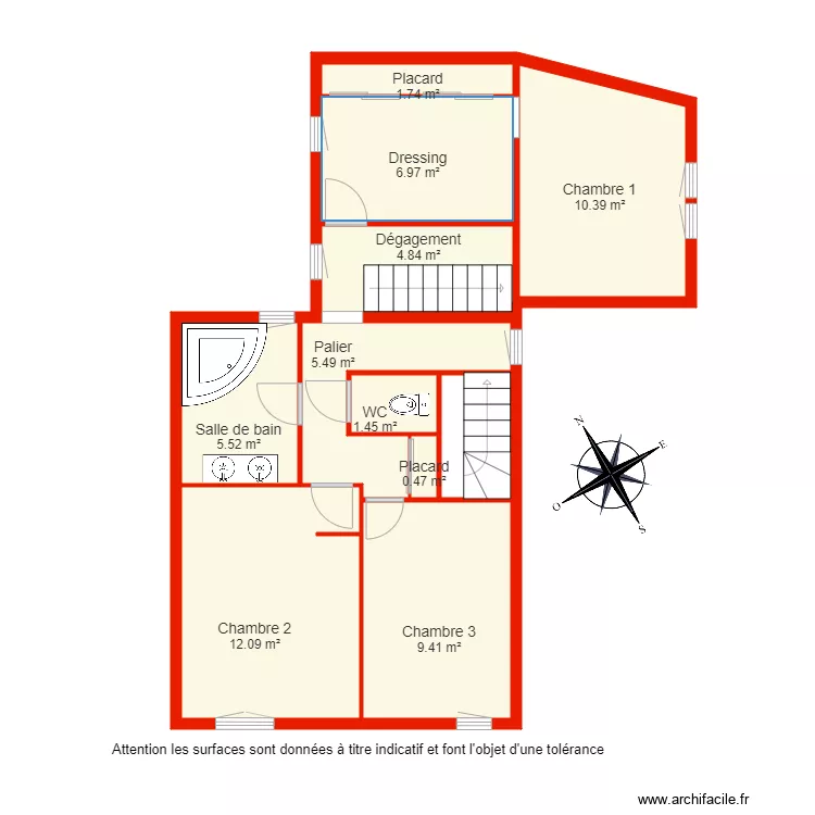 BI 3609 &eacute;tage non c&ocirc;t&eacute;. Plan de 