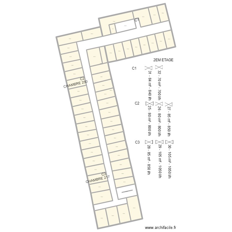 ADEF SAINT GRATIEN 2EM. Plan de 55 pièces et 885 m2