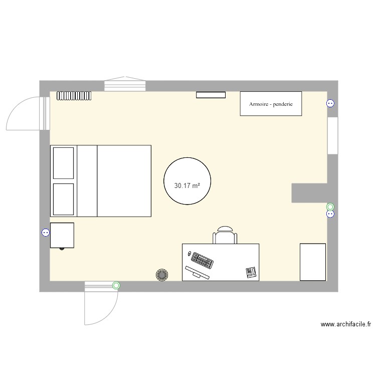 chambredeyassmine. Plan de 1 pièce et 30 m2