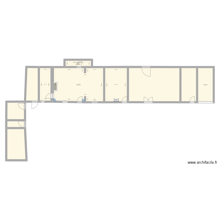 Plan DP - situation initiale. Plan de 18 pièces et 282 m2