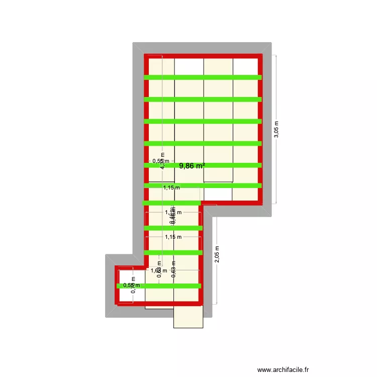 Ecole Uccles. Plan de 1 pièce et 10 m²