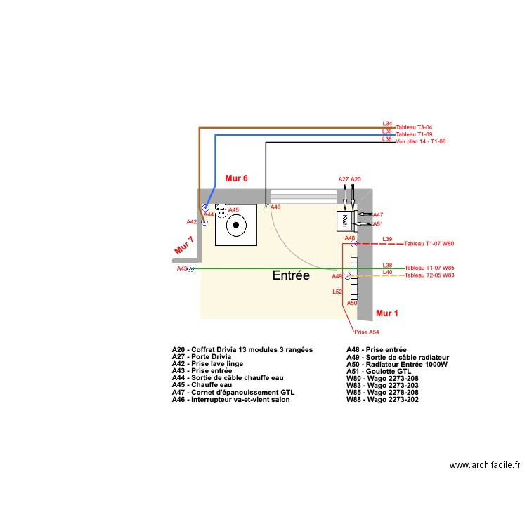 Appt Fred - Plan 6 - Electricité entrée - 2023-12-28-14h08. Plan de 1 pièce et 4 m2