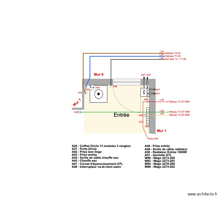 Appt Fred - Plan 6 - Electricité entrée - 2023-12-28-14h08. Plan de 0 pièce et 0 m2
