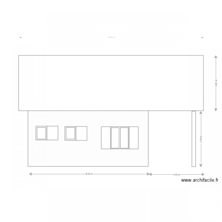 Façade sud avec avancée. Plan de 0 pièce et 0 m2