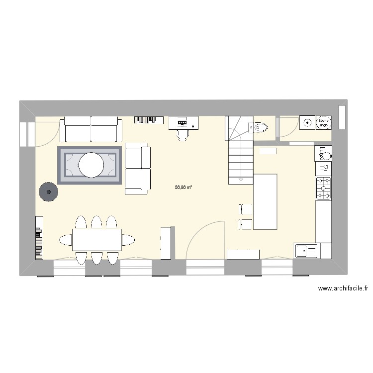 Keranfiol 1. Plan de 1 pièce et 57 m2