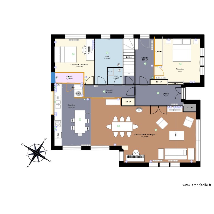 Maison Béranger version 2. Plan de 17 pièces et 118 m2