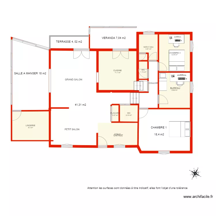 BI 1988 HABITATION   NON COTE. Plan de 