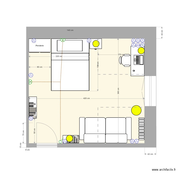 Chambre R2 droite. Plan de 0 pièce et 0 m2