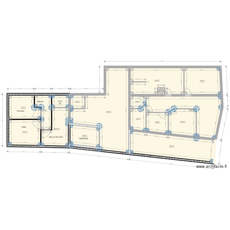 Centre Amaryllis projet. Plan de 17 pièces et 228 m2