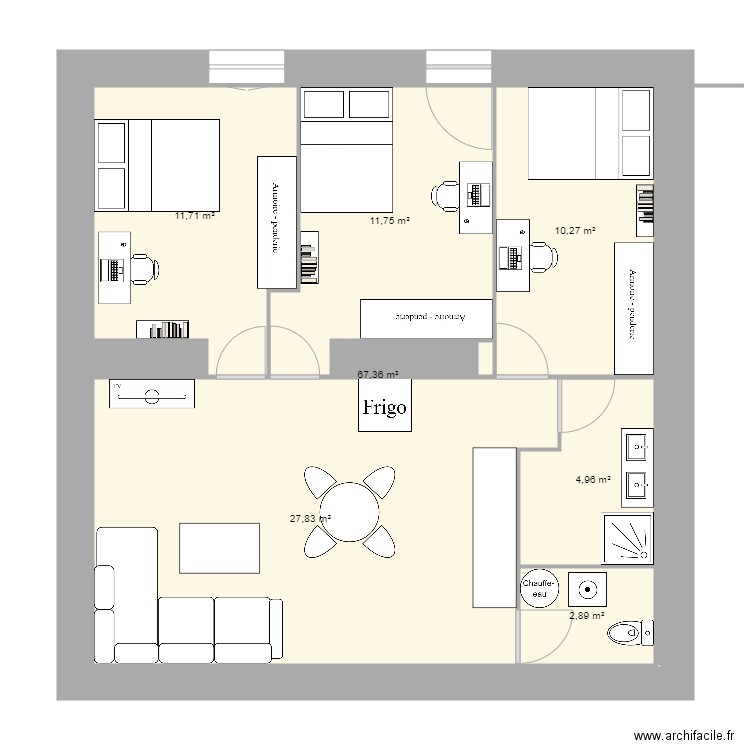 RDC N 2. Plan de 8 pièces et 144 m2