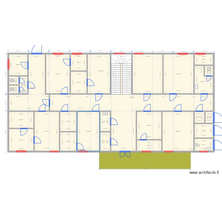 Bolnichka. Plan de 52 pièces et 578 m2