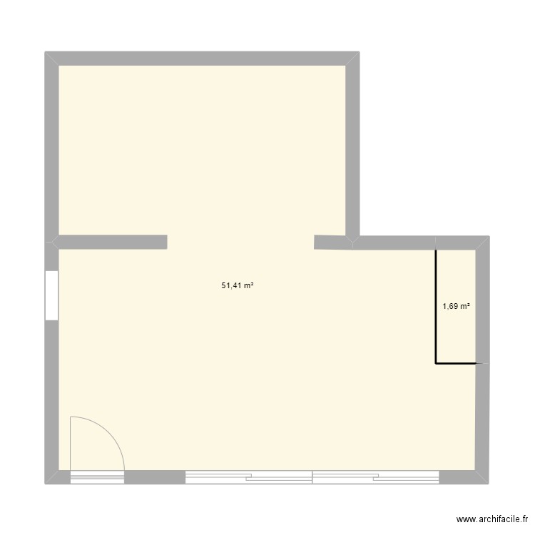 chez moi. Plan de 2 pièces et 53 m2