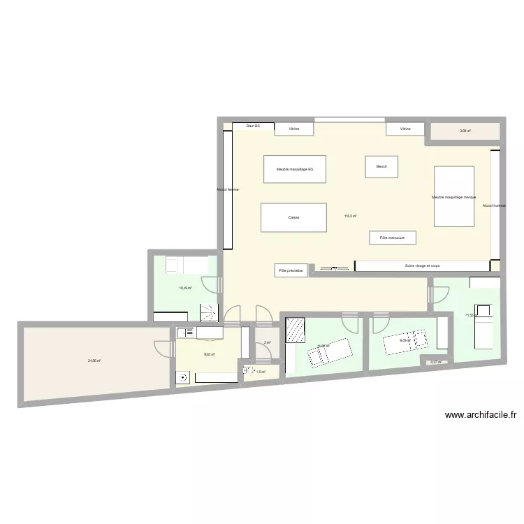 Plan BS. Plan de 11  et 200 m²