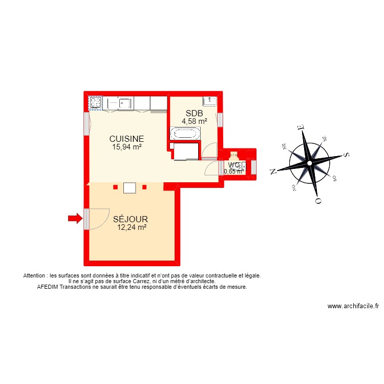 BI 16963 - . Plan de 9 pièces et 34 m2