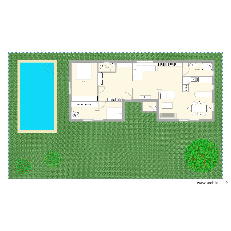 maison. Plan de 6 pièces et 103 m2