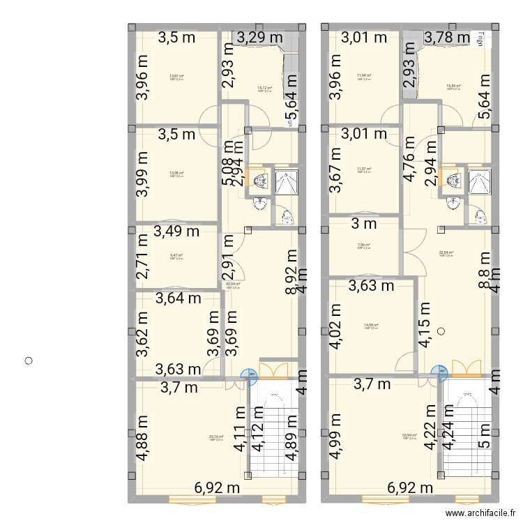 PLAN 1. Plan de 15 pièces et 259 m2