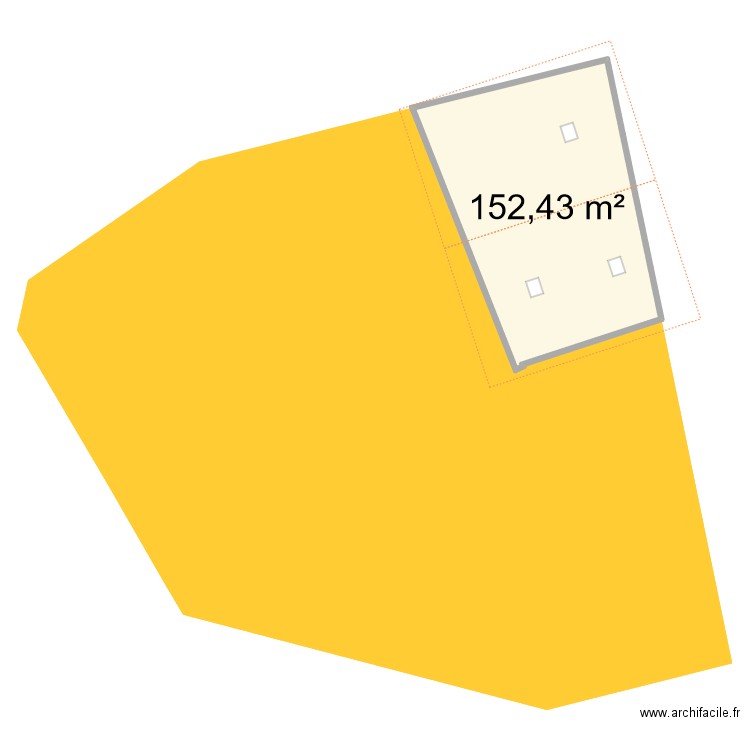 Toit Megange. Plan de 1 pièce et 152 m2