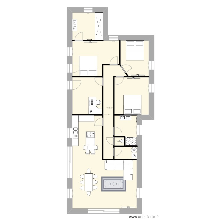 ÉNOVAH. Plan de 3 pièces et 141 m2