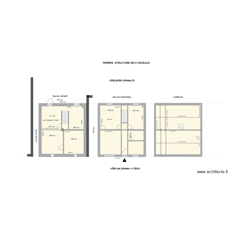 FERRER, STRUCTURE EXISTANTE des 3 NIVEAUX. Plan de 0 pièce et 0 m2
